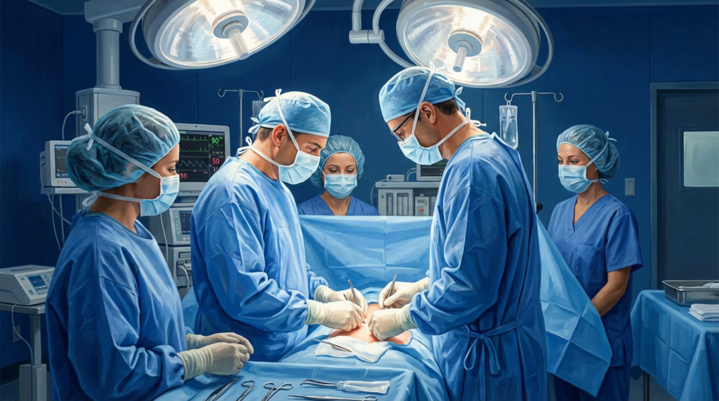 Ärzte führen Operation im modernen Operationssaal durch