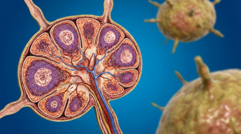 Mikroskopische Darstellung eines infizierten Nierengewebes
